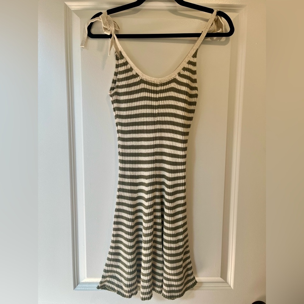 Aerie Striped Knit Tie-Shoulder Mini Dress